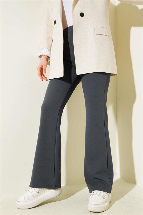 Spanish Leg Elastic Waist Trousers Smoke Color