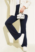 Spanish Leg Elastic Waist Trousers Navy Blue