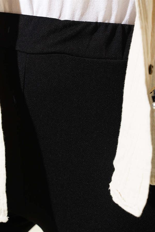 Spanish Leg Elastic Waist Trousers Black