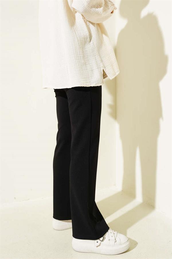 Spanish Leg Elastic Waist Trousers Black
