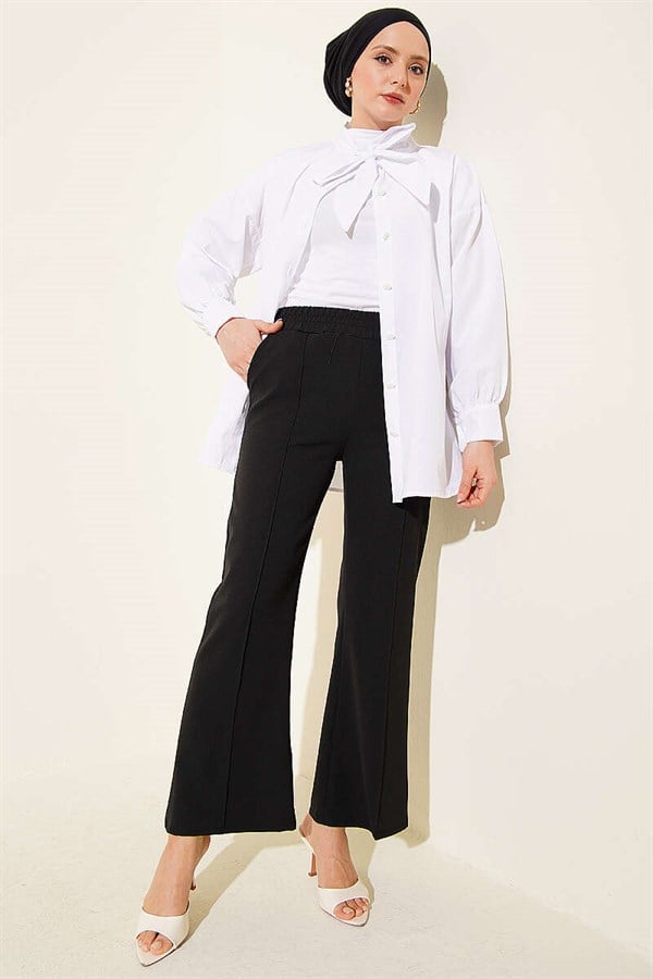 Spanish Style Flare Double Trousers, Black