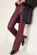 Spanish Leg Grass Leather Trousers Claret Red
