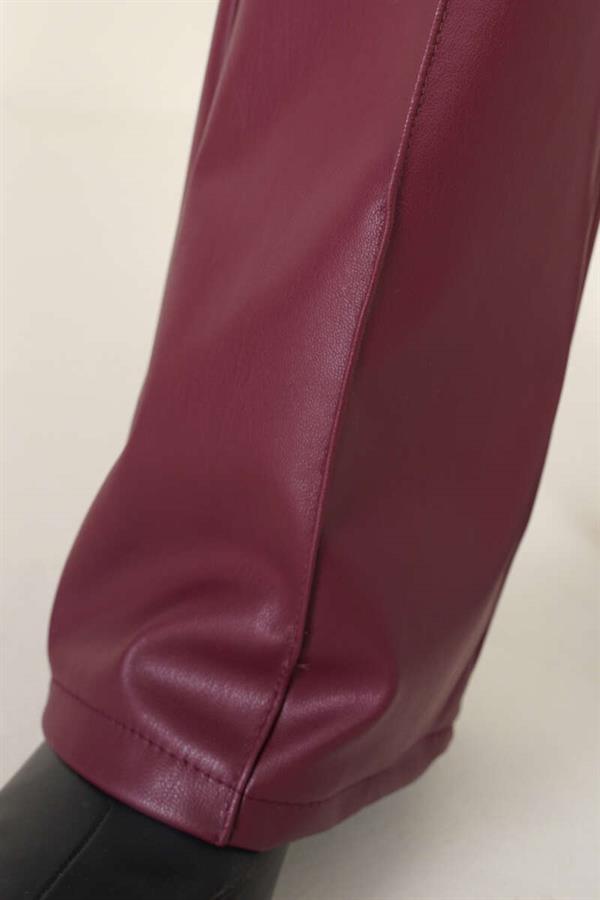 Spanish Leg Grass Leather Trousers Claret Red