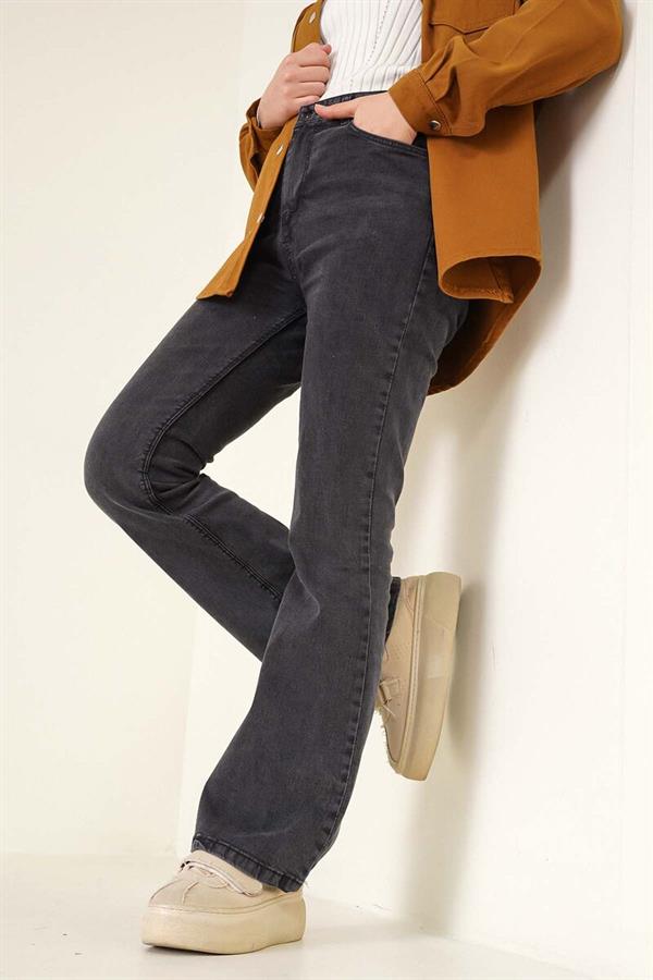 High Waisted Anthracite Bell-bottom Jeans