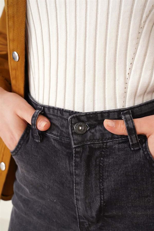 High Waisted Anthracite Bell-bottom Jeans