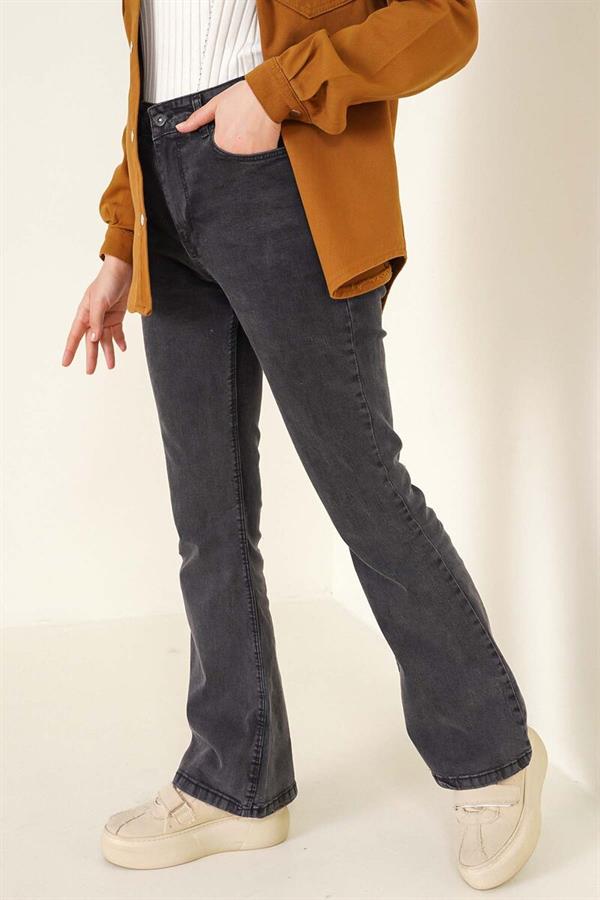 High Waisted Anthracite Bell-bottom Jeans