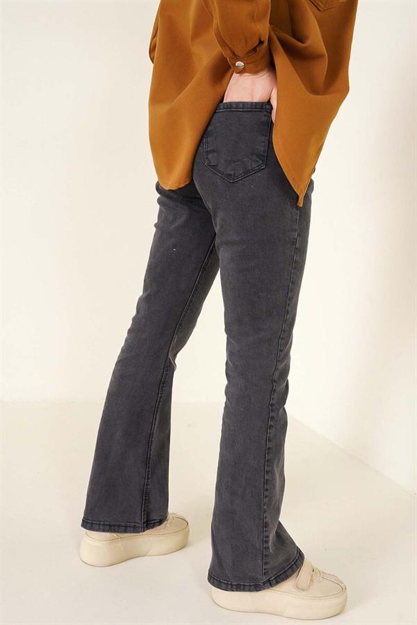 High Waisted Anthracite Bell-bottom Jeans