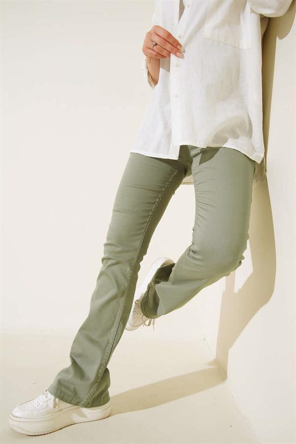 Spanish Leg High Waist Almond Green Jeans