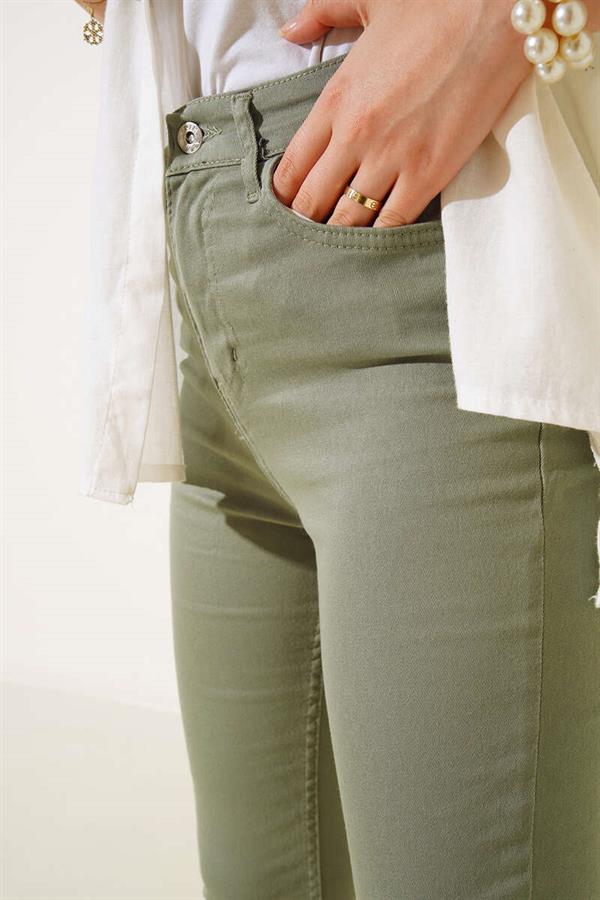 Spanish Leg High Waist Almond Green Jeans