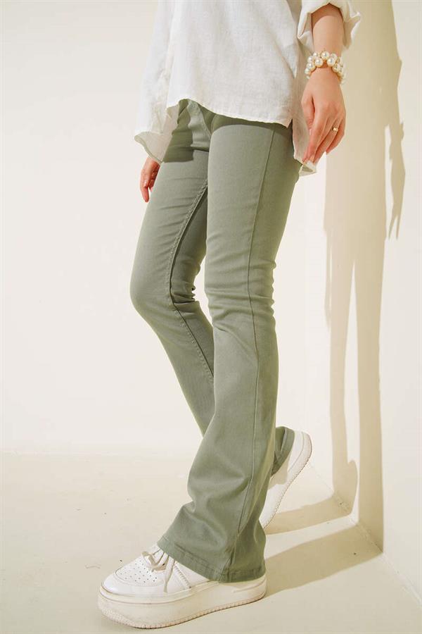 Spanish Leg High Waist Almond Green Jeans