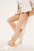 High Waisted Camel Jeans with Bell Bottoms