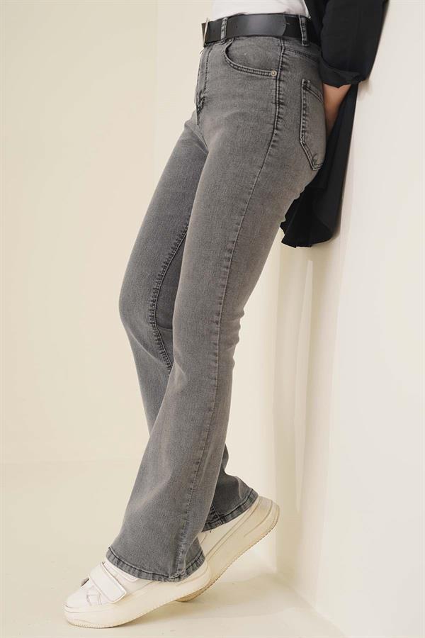 High Waisted Grey Bell-bottom Jeans