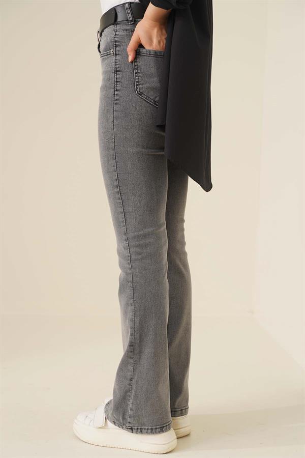 High Waisted Grey Bell-bottom Jeans