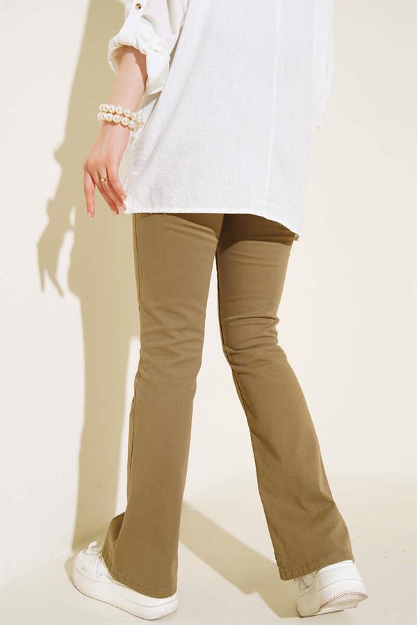 High Waist Khaki Bell-bottom Jeans
