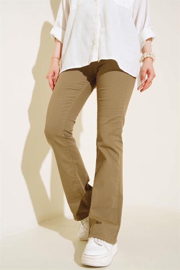 High Waist Khaki Bell-bottom Jeans