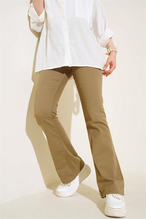 High Waist Khaki Bell-bottom Jeans