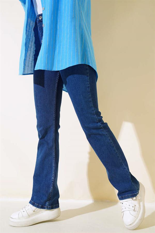 High Waist Dark Denim Jeans with Bell Bottom