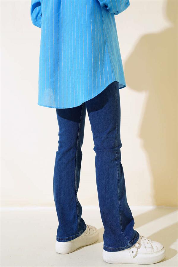 High Waist Dark Denim Jeans with Bell Bottom