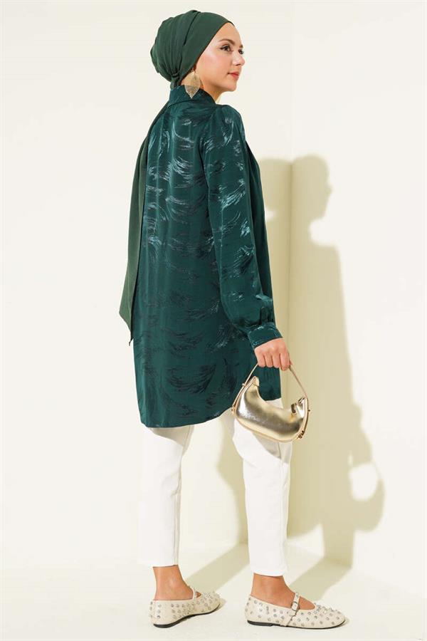 Jacquard Brush Pattern Shirt Emerald