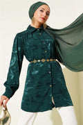 Jacquard Brush Pattern Shirt Emerald
