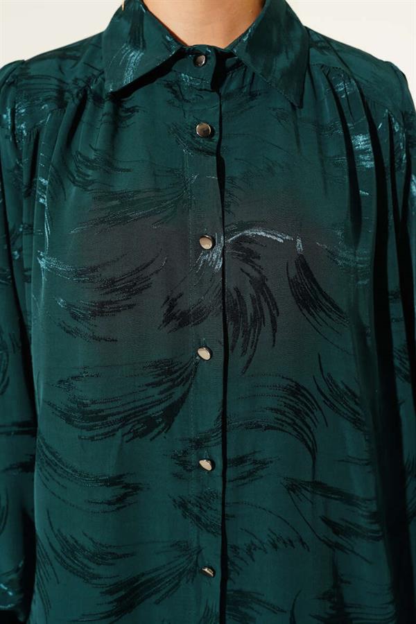 Jacquard Brush Pattern Shirt Emerald
