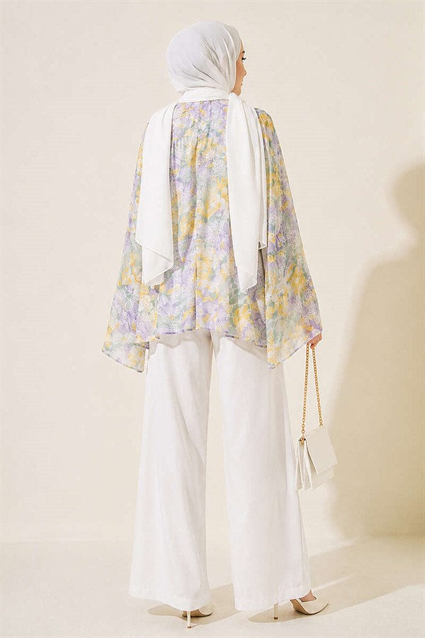 Jacquard Embroidered Blouse Lilac