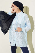 Jacquard Shirt with Tassel Detail, Baby Blue