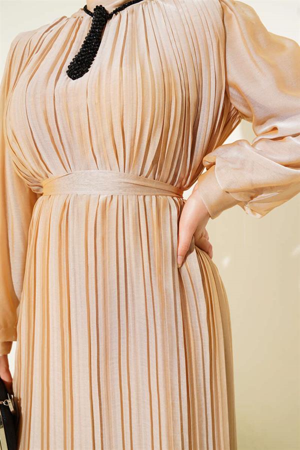 Janjan Pleated Dress Camel