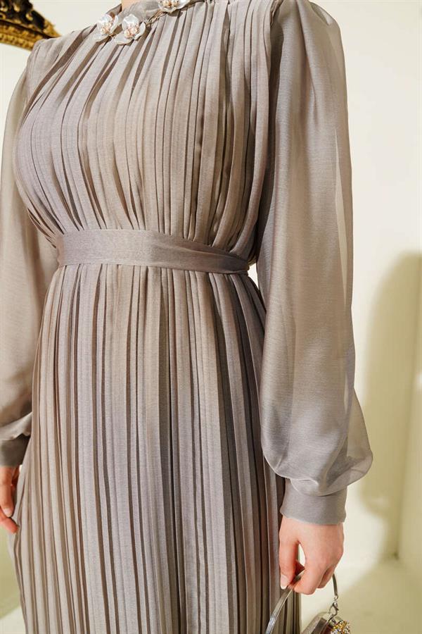 Janjan Pleated Dress Mink