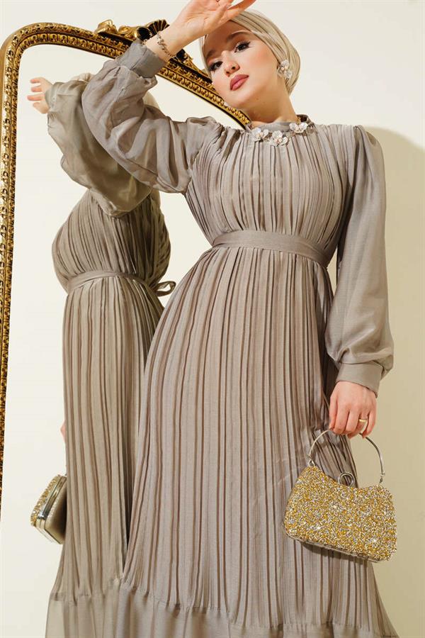 Janjan Pleated Dress Mink