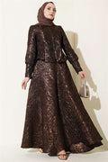 Embossed Jacquard Skirt 2 Piece Set in Coffee