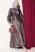 Embossed Jacquard Skirt 2 Piece Set in Purple