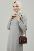Embossed Pattern Soft Knit Tunic Gray