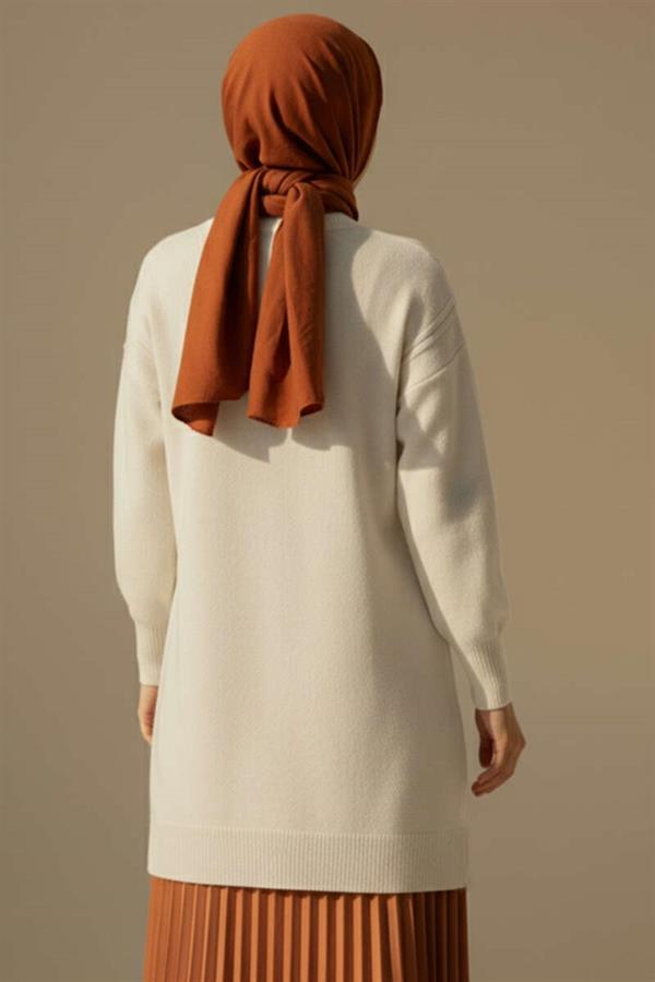 Embossed Pattern Soft Knitwear Tunic Stone