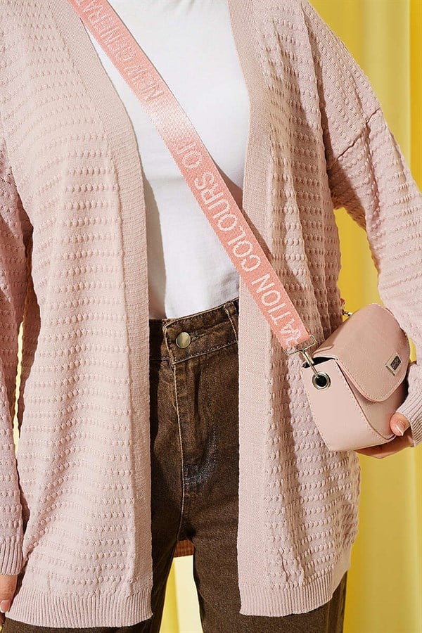 Embossed Basic Knit Cardigan, Powder Pink