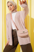 Embossed Basic Knit Cardigan, Powder Pink