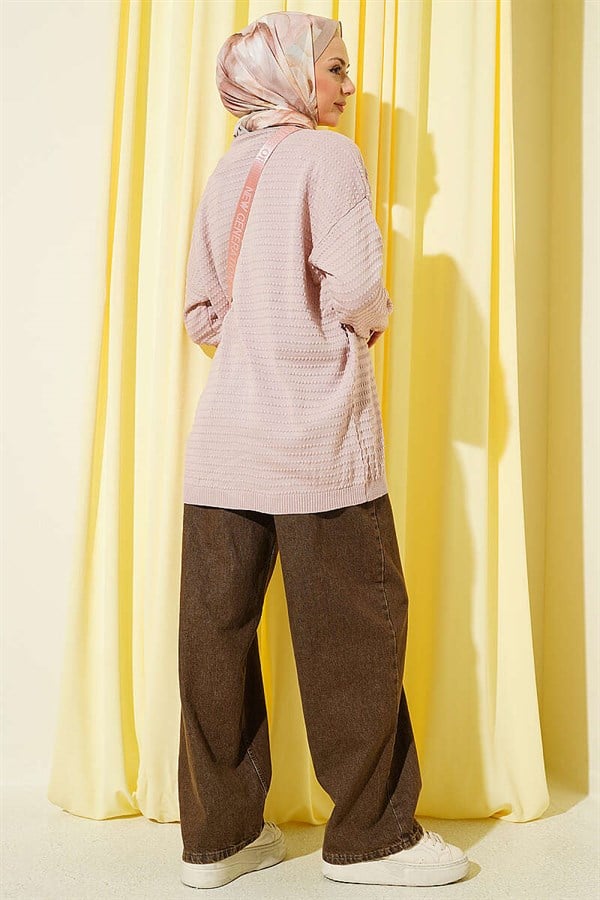 Embossed Basic Knit Cardigan, Powder Pink