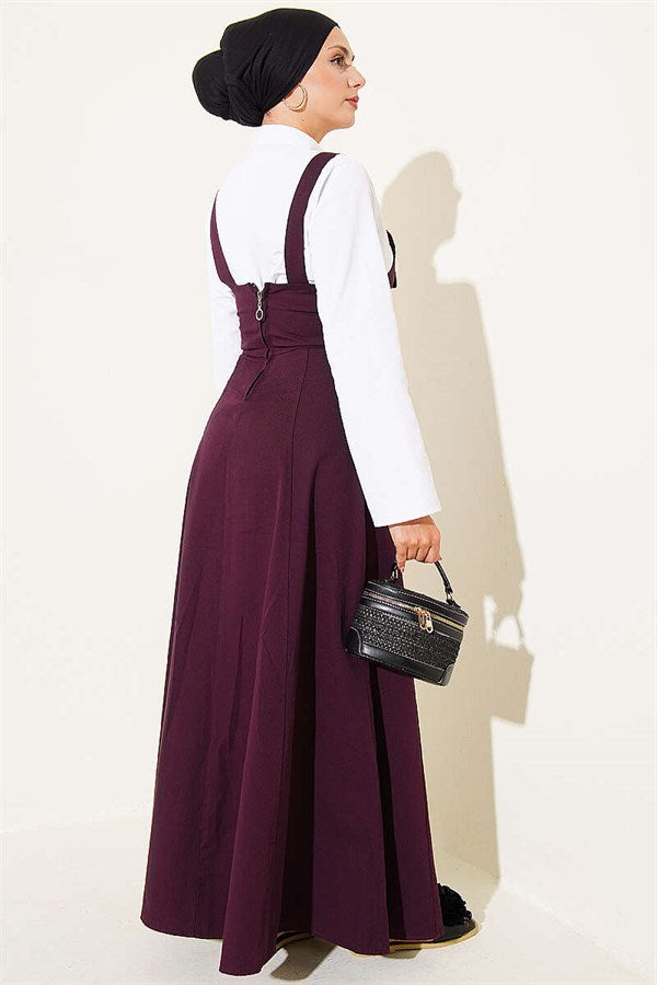Thick-Strapped Gabardine Vest, Plum