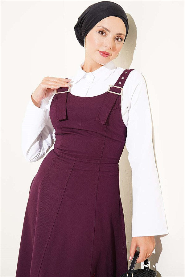 Thick-Strapped Gabardine Vest, Plum