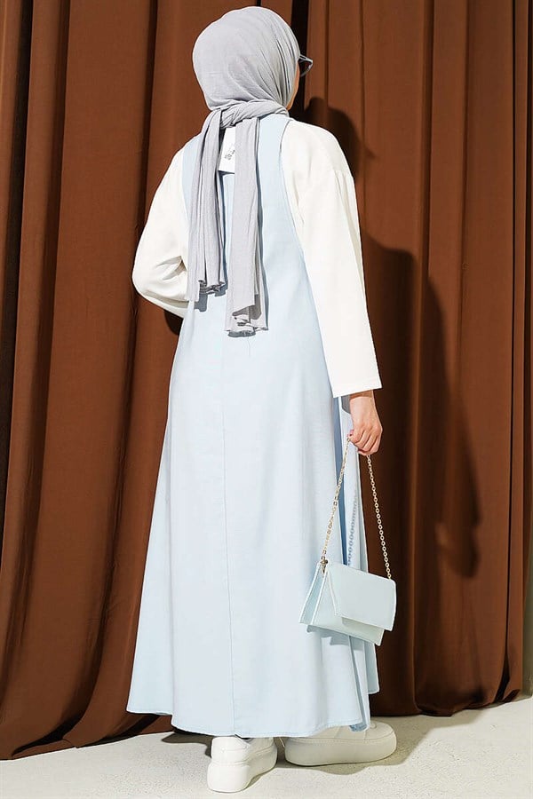 Thick-Strapped Tencel Lined Vest in Ice Blue