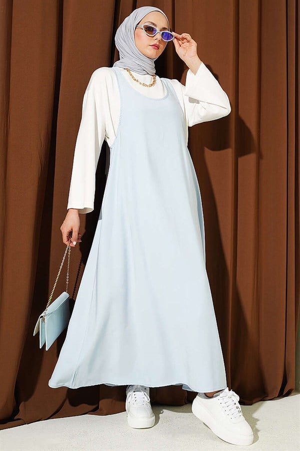Thick-Strapped Tencel Lined Vest in Ice Blue