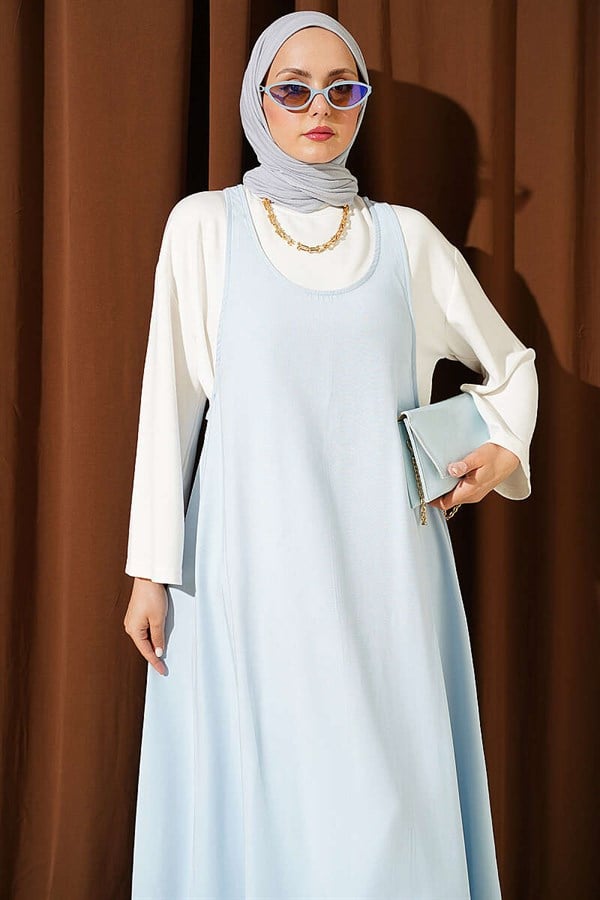 Thick-Strapped Tencel Lined Vest in Ice Blue