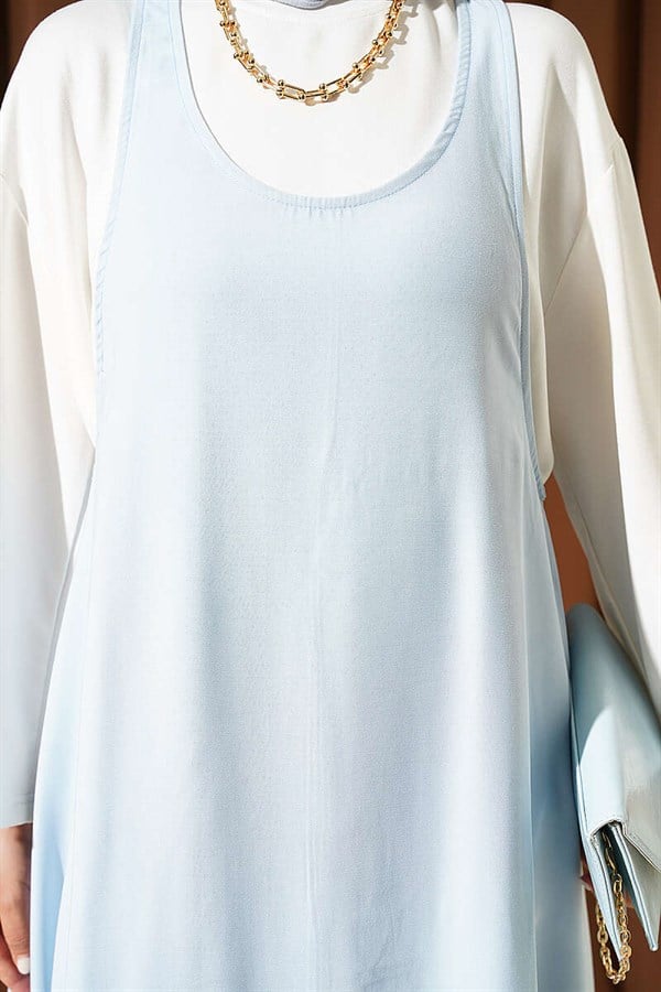 Thick-Strapped Tencel Lined Vest in Ice Blue