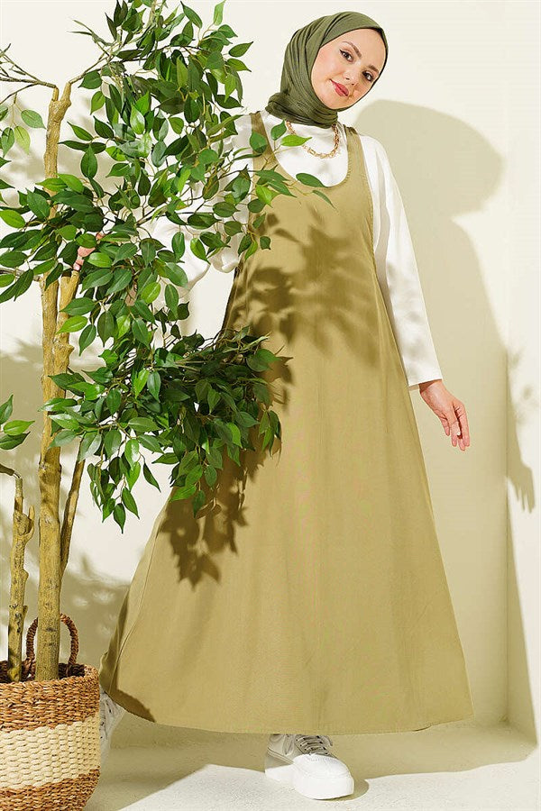 Thick-Strapped Tencel Lined Vest in Light Green