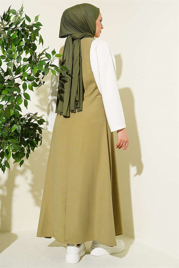 Thick-Strapped Tencel Lined Vest in Light Green