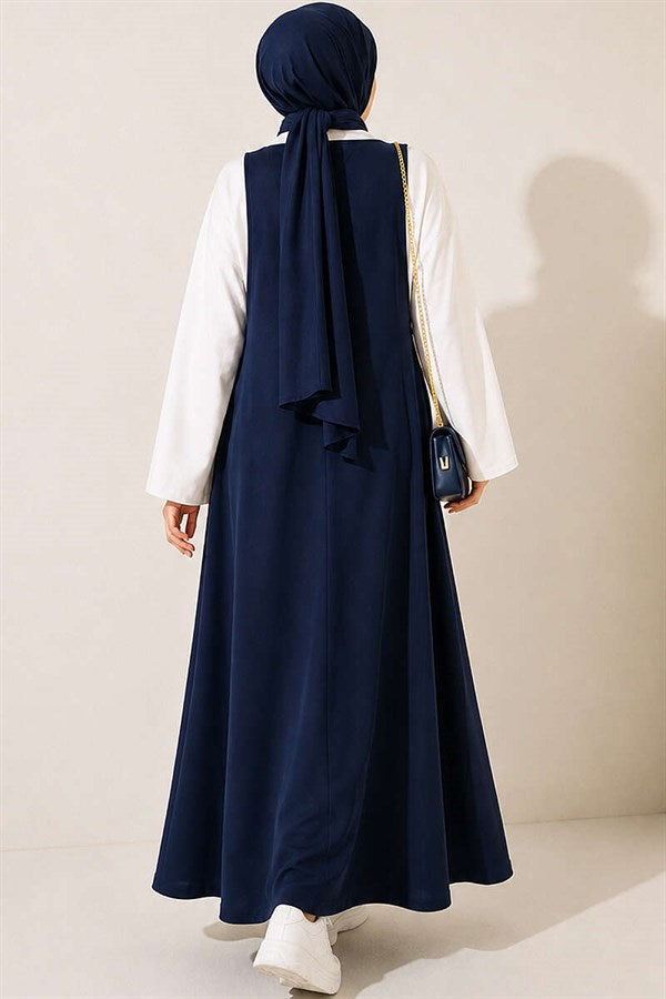 Navy Blue Thin-Strapped Tencel Sleeveless Vest