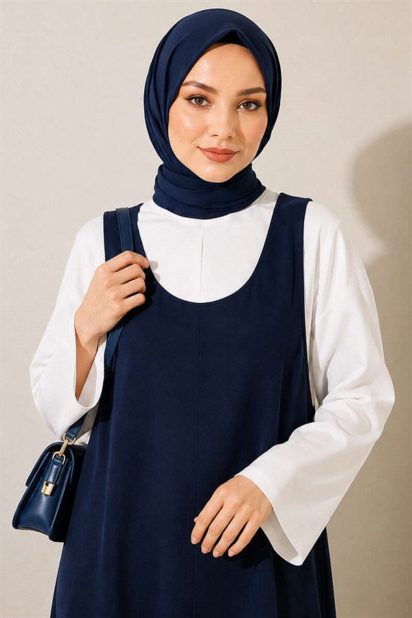 Navy Blue Thin-Strapped Tencel Sleeveless Vest