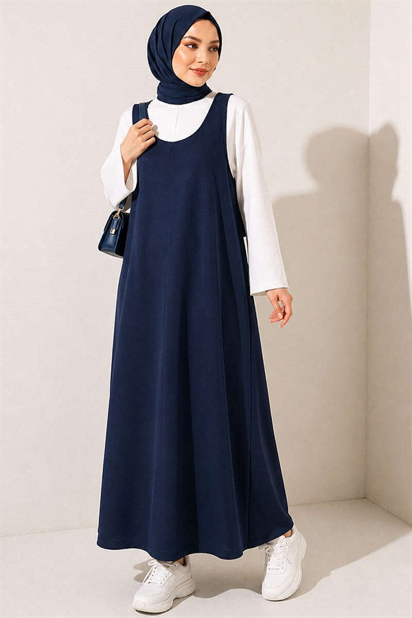 Navy Blue Thin-Strapped Tencel Sleeveless Vest
