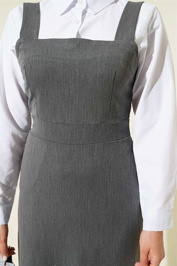 Thick-Strapped Ruffled Sleeveless Dress, Smoke Grey
