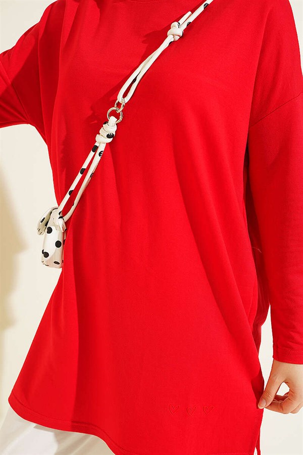 Heart Detail Basic Tunic Red